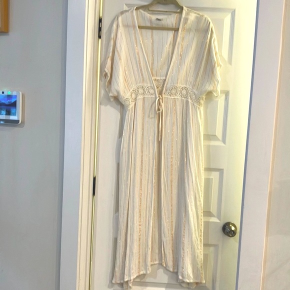 Vivo Nuru Sleeveless Maxi Kimono - Grey / Navy Uru Print main image 1